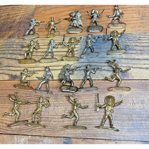Lot of 19 Vtg 1960s Cowboy Native Am Plastic Antique Finished Figures Hong Kong
